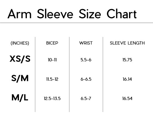 Sunchaser 50 Arm Sleeves size guide
