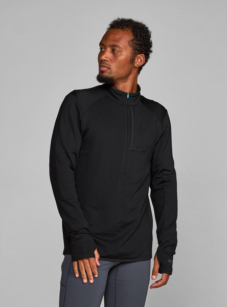 mi Denim Blue Solid Hillcrest Quarter Zip | Mizzen+Main