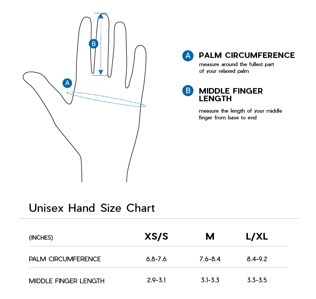 Vortex Wind Block Gloves size guide