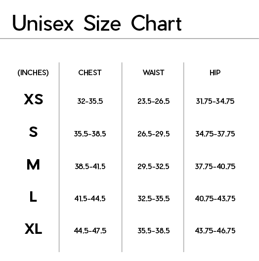 Unisex Runaround Half-Zip Hoodie size guide