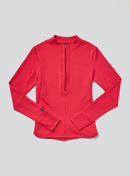 【MODERNIF】Vino Dangara Half Zip-up Knit Chunky-Knit Half-Zip Sweater - Bright red - Ladies | H&M US
